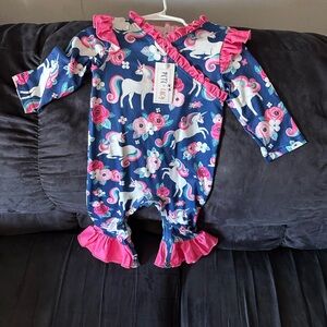 Pete and Lucy One Piece - Blue and Pink Unicorn Design